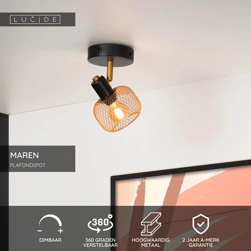 Lucide MAREN - Plafondspot - 1xE14 - Mat Goud / Messing - USP